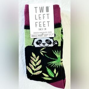 Two Left Feet Sock Co Panda Socks “Embrace Possibility” Bamboo Leaves Small